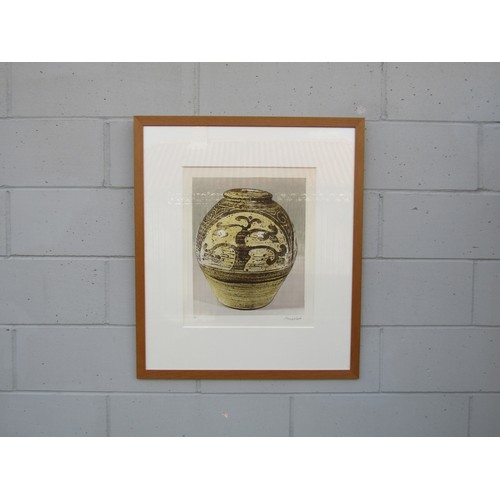 9441 - BERNARD LEACH (1887-1979) A framed and glazed lithograph from 1974, 'Tree Jar'. Signed in pencil bot... 