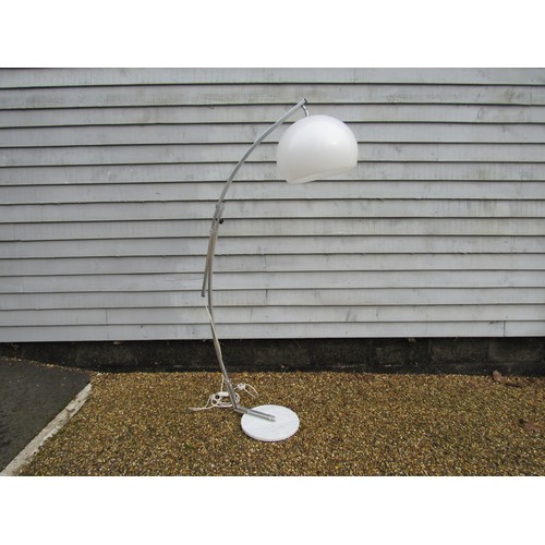 9310 - A late 20th Century 'arc' type standard lamp with white plastic globe shade, adjustable aluminium ar... 