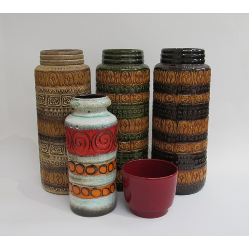 9013 - A collection of five West German Pottery including Scheurich vases 289-41 x 3, 517-30 and Amano 821-... 