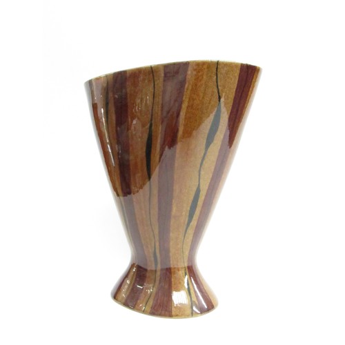 9038 - A 1950's Beswick Pottery flared vase, brown and black line detail No. 2134 to base, 27.5cm high