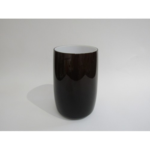 9168 - A Zwiesel dark amber/brown overlaid white glass vase,  marked to base,  23cm high   (E) £10-20