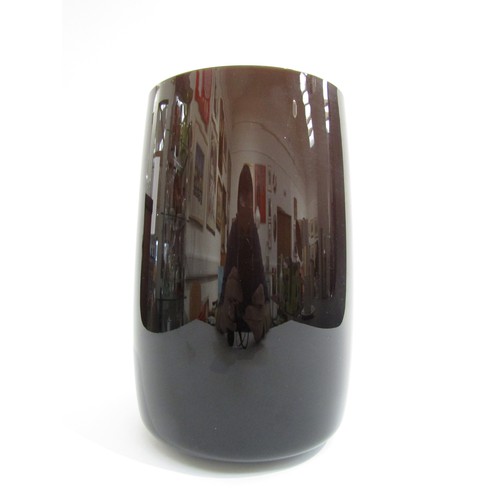 9168 - A Zwiesel dark amber/brown overlaid white glass vase,  marked to base,  23cm high   (E) £10-20