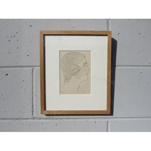 9380 - A framed and glazed print after Eric Gill, portrait 