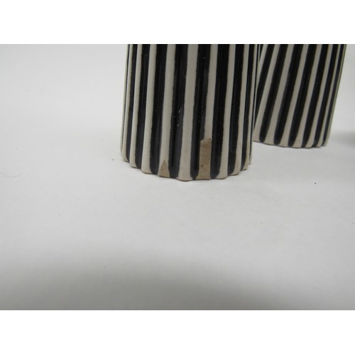 9043 - A Hornsea Pottery part cruet set in black and white lines, (some a/f) (8). Tallest 13.5cm