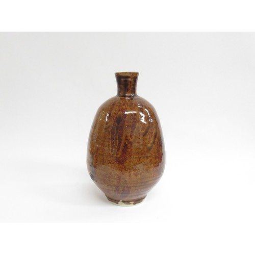 9075 - WILLIAM (Bill) MARSHALL (1923-2007) A large studio pottery vase for Leach Pottery with tenmoku glaze... 