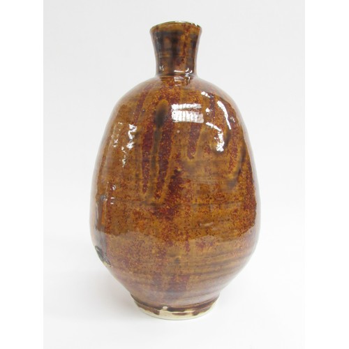 9075 - WILLIAM (Bill) MARSHALL (1923-2007) A large studio pottery vase for Leach Pottery with tenmoku glaze... 