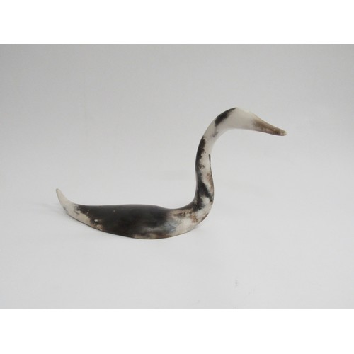 9090 - A Linda Warrick smoke fired studio pottery cygnet bird sculpture with impressed potters seal to base... 