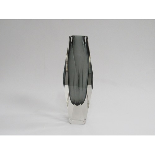 9159 - An Italian Murano Sommerso cased smoked glass vase, facet cut.  22.5cm high