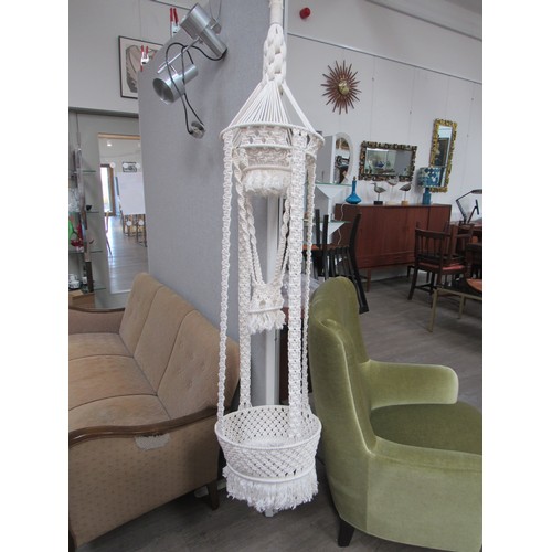 9241 - A Macrame plant hanger in white. Approx 165cm tall   (R) £25 Antiques