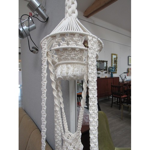 9241 - A Macrame plant hanger in white. Approx 165cm tall   (R) £25 Antiques