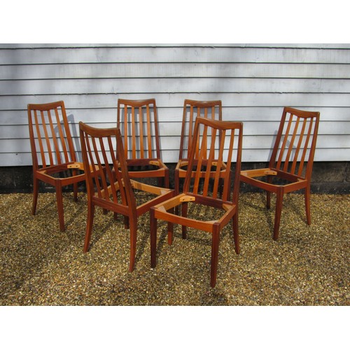 9302 - A set of six G-Plan Fresco dining chair frames in teak. (Seat pads not conforming to Fire Safety Reg... 