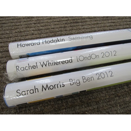 9451 - Three London 2012 Olympic Posters - Sarah Morris 'Big Ben', Howard Hodgkin 'Swimming' and Rachel Whi... 