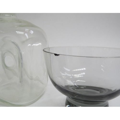 9139 - A collection of Holmegaard Glass including Canada range dishes, Jacob Bang bottle decanter, leaning ... 