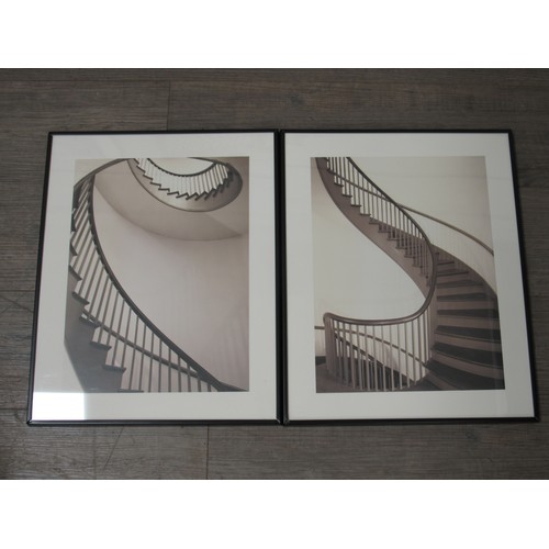 9383 - Two framed photographic art prints of stair cases. Image size 40cm x 30cm