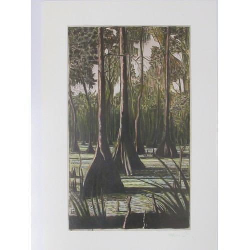 9419 - BILLY CHILDISH (b.1959) A framed and glazed limited edition art print of trees, signed with artists ... 