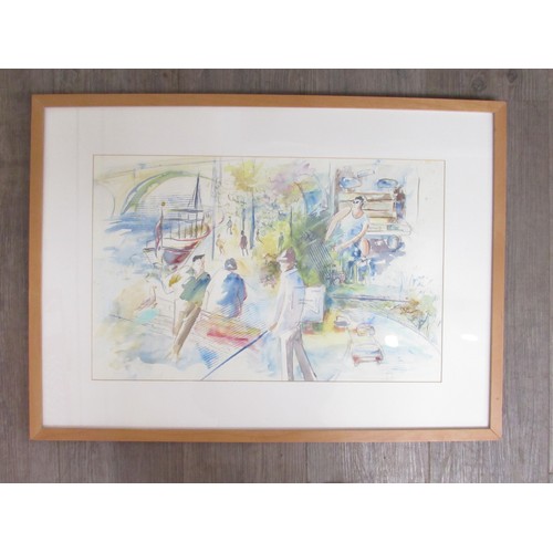 9429 - NIKKI DENNETT (XX/XXI) A framed original mixed media painting on paper, 'One Day'. Signed and labell... 