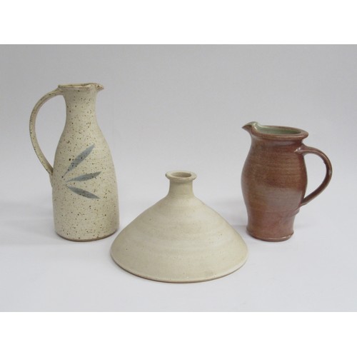 9106 - A large studio pottery vase with impressed JH potters seal to side, a large studio pottery jug with ... 