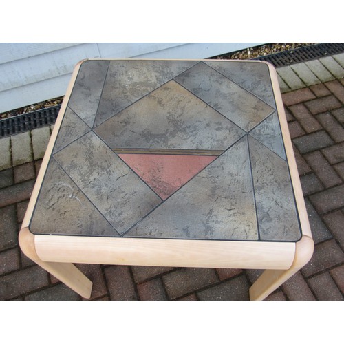 9347 - A Danish 'Gangso' coffee table in bleached beech with a stoneare tiled top. Label to underside. 69cm... 