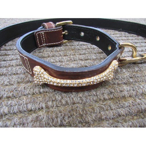 9239A - A Vivienne Westwood brown leather dog collar and lead