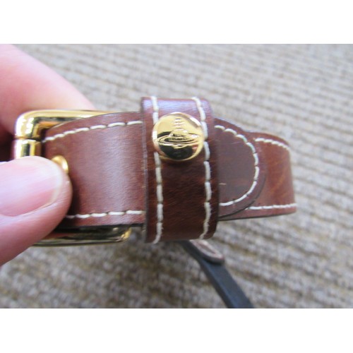 9239A - A Vivienne Westwood brown leather dog collar and lead