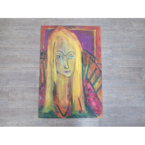 9428 - SVEN BERLIN (1911-1999) A large original oil on board painting of a girl, signed 'Sven 71' to upper ... 