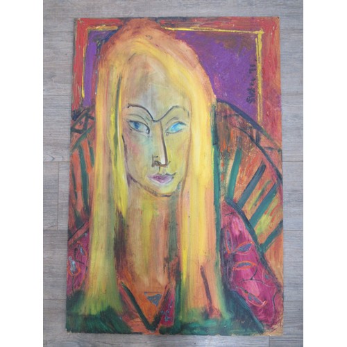 9428 - SVEN BERLIN (1911-1999) A large original oil on board painting of a girl, signed 'Sven 71' to upper ... 