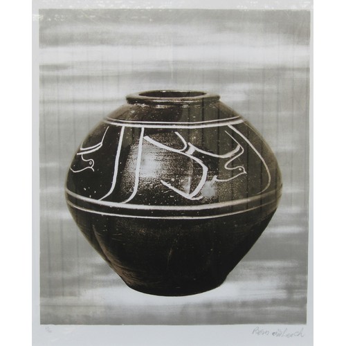 9440 - BERNARD LEACH (1887-1979) A framed and glazed lithograph from 1974, 'Black Jar'. Signed in pencil bo... 