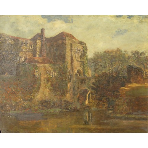 8049 - HERBERT HARLAKENDEN GILCHRIST (1857-1914) An oil on canvas, 'Leeds Castle, Kent'. Signed bottom left... 