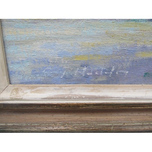 8066 - DENNIS ROY HODDS (1933- 1987) A framed oil on board of 'H.M.S Yarmouth At The Falklands'. Signed bot... 