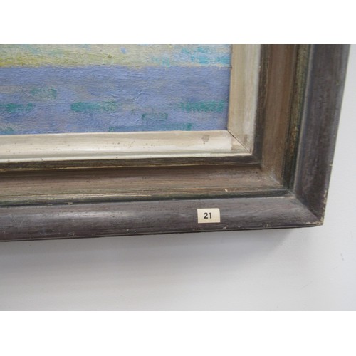 8066 - DENNIS ROY HODDS (1933- 1987) A framed oil on board of 'H.M.S Yarmouth At The Falklands'. Signed bot... 