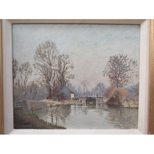 8059 - ALFRED VAVASOUR HAMMOND (1900-1985): A framed oil on board, Lock side cottage. Signed bottom left. I... 