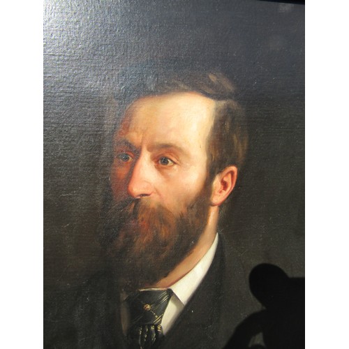 8033 - LUCIEN BESCHE (1851-1901): A gilt framed oil on canvas portrait of Sir Henry Rider Haggard. Signed b... 