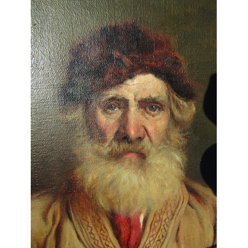 8041 - HARRY FRANK CUTTING (1865-1955 Suffolk artist): Half length portrait of a bearded Gillingham Marshma... 