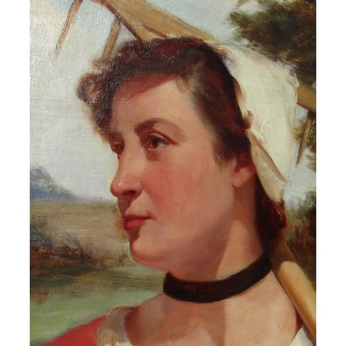 8036 - HARRY FRANK CUTTING (1865-1955 Suffolk artist): Half length portrait of Harry Cutting's wife Anne El... 