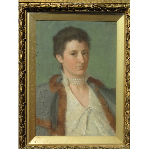 8048 - HARRY FRANK CUTTING (1865-1955 Suffolk artist): Half-length portrait of the artists wife, Anne Eliza... 