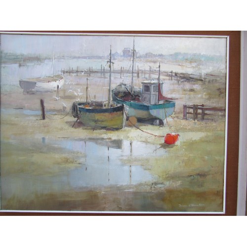 8072 - BRIAN O'HANLON (XX) A framed oil on board depicting scene at Walberswick. Signed bottom. Image size ... 