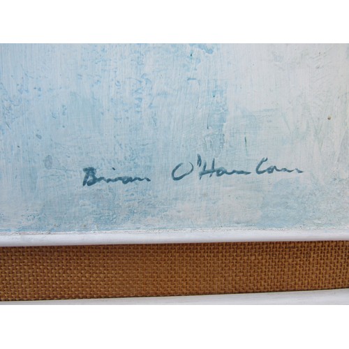 8074 - BRIAN O'HANLON (XX) A framed oil on board depicting trawlers at Lowestoft. Signed bottom. Image size... 