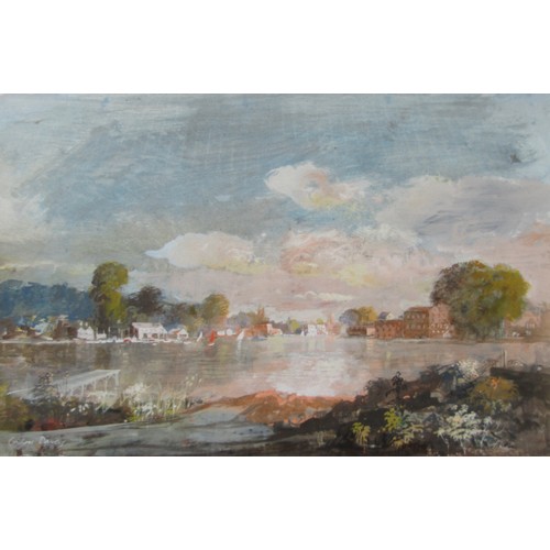 8058 - GORDON DAVEY (XX): A pair of framed and glazed watercolours and gouache on paper, mill scene and riv... 