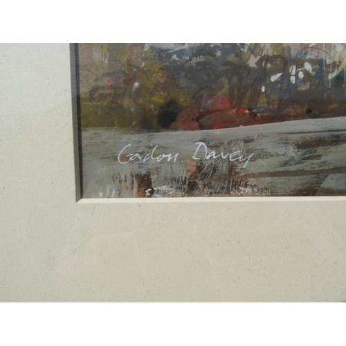 8058 - GORDON DAVEY (XX): A pair of framed and glazed watercolours and gouache on paper, mill scene and riv... 