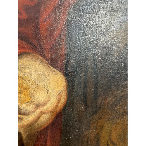 8012 - An Old Master painting most likely 17th Century depicting Saint Jerome kneeling at altar with a cruc... 