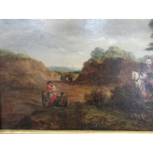 8009 - English possibly Norwich School painting depicting Norwich from Mousehold, oil on canvas, set in an ... 