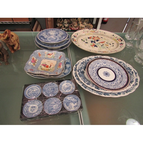 1527 - A selection of blue and white including Spode 