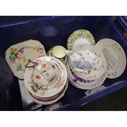 1541 - Two boxes of ceramics including Cottage Ware biscuit barrels, cheese dishes, ribbon plates, etc