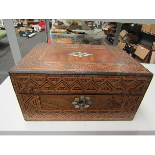 1551 - A Victorian parquetry sewing box, a/f