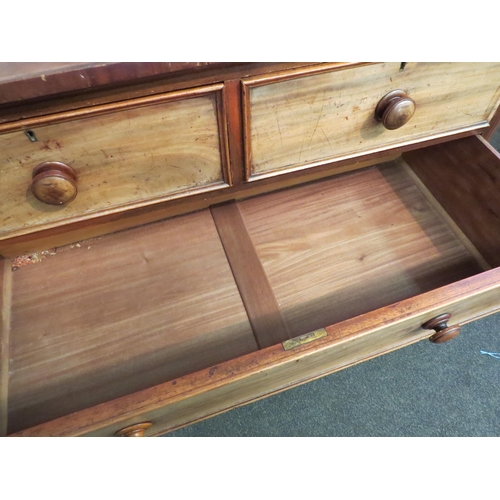 1004 - A Victorian mahogany straight front chest of two short over two long drawers (a/f) 89cm high x 120cm... 