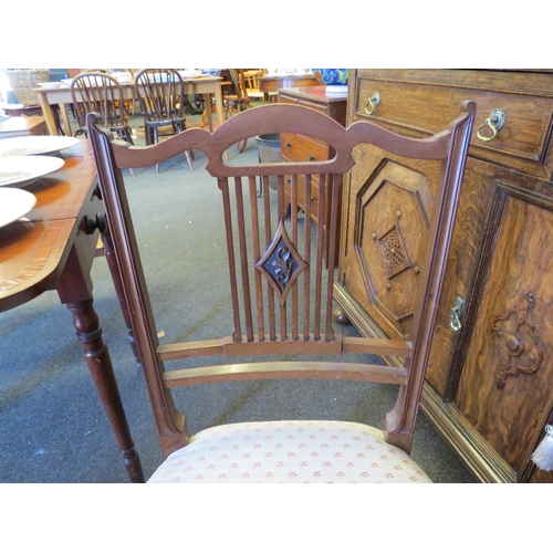 1018 - A pair of Edwardian dining/salon chairs