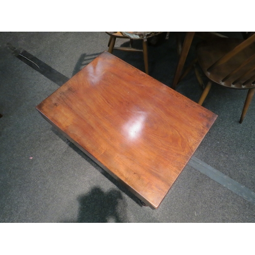 1105 - A Victorian mahogany side table with enamelled tin child's wash bath interior under tabletop cover