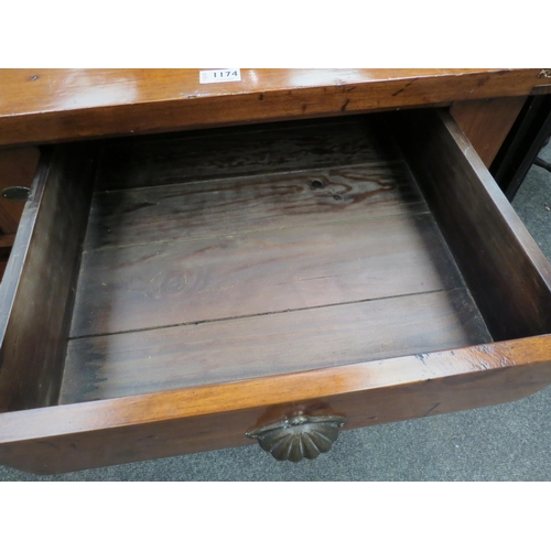 1174 - A hardwood coffee table, rectangular form with twin frieze drawers to each side, over an under-tier,... 