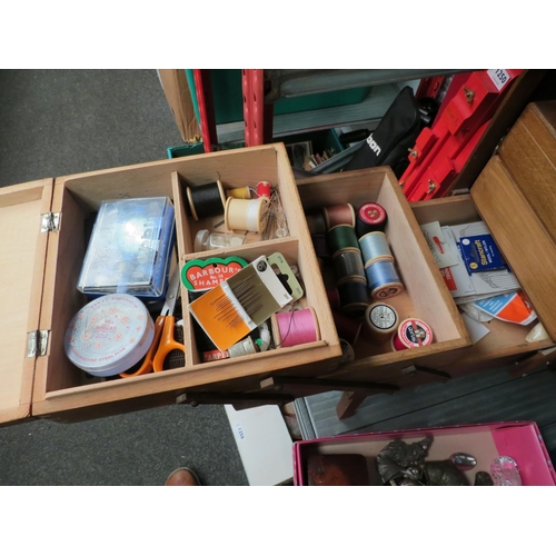 1256 - Mixed items including light-up globe, cantilever sewing box, teaspoons, spirit level, etc