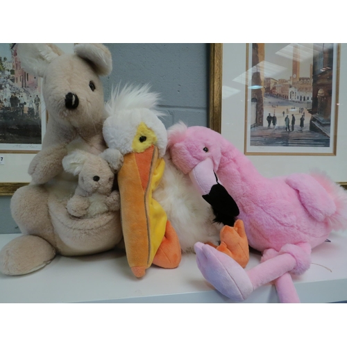 1288 - A Bearhouse soft toy Flamingo and Pelican together with an Alresford Crafts Ltd Kangaroo